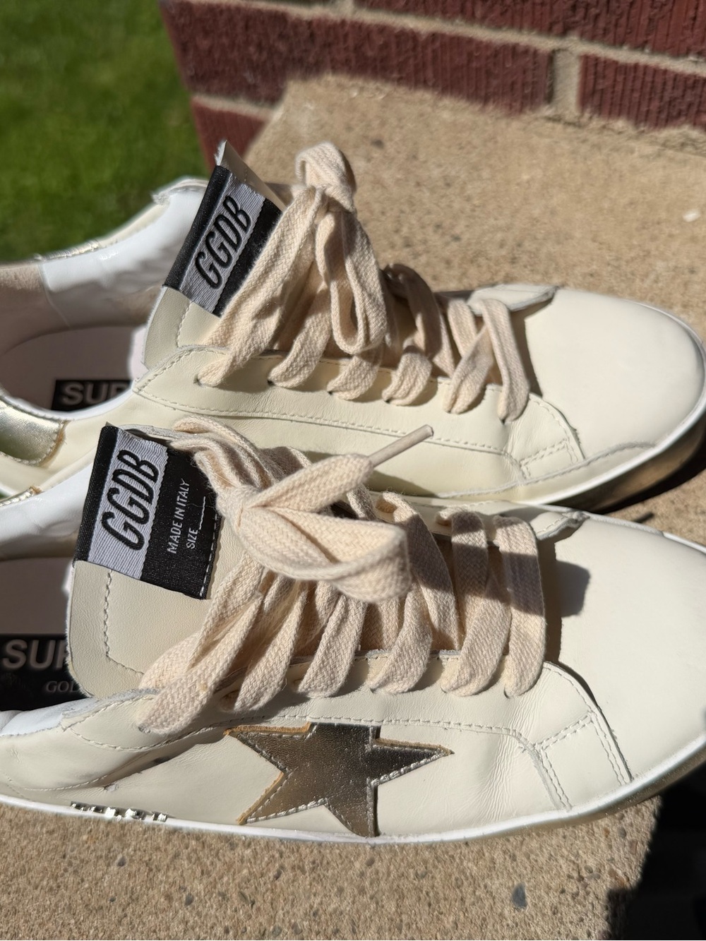 Golden Goose Cream Leather Sneakers with Silver Star Accent - Picture 3 of 10